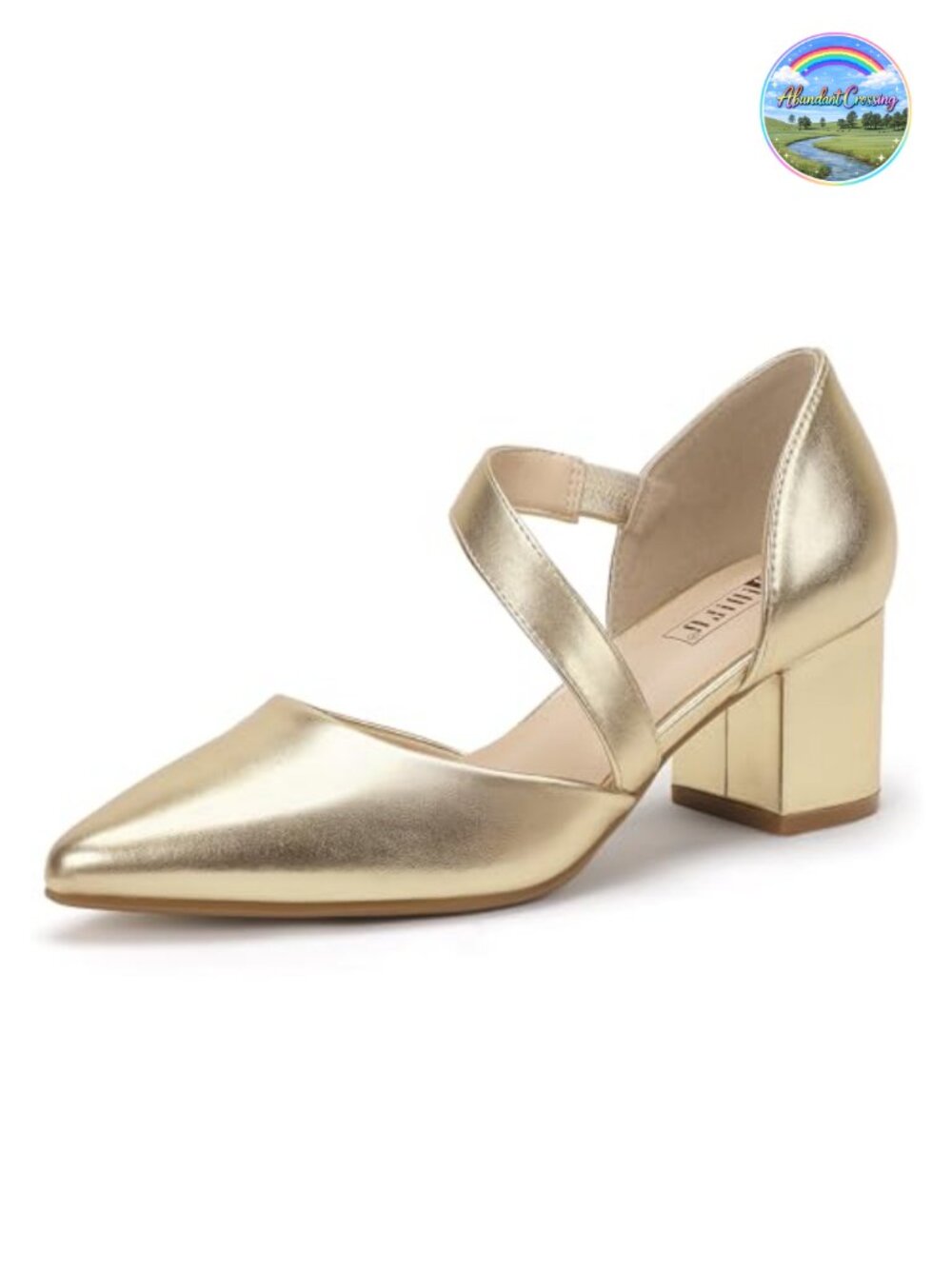 IDIFU IN2 Women's Pumps Closed Pointed Toe Low Block Chunky Comfort Heels